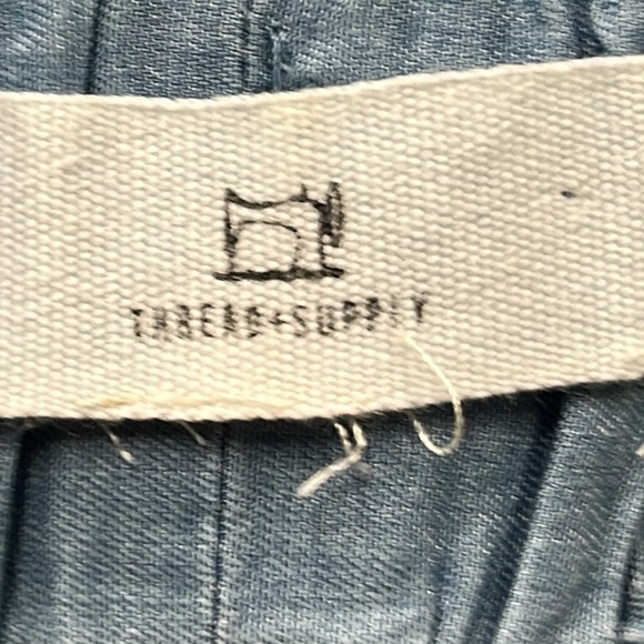 THREAD & SUPPLY Paper Bag Belt Waist Wide Leg Slouch Beach Demin Chambray pant S - Picture 4 of 16